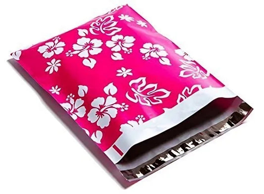 Pink Hawaiian Flower Poly Mailers Size 10x13 Colorful Shipping Bags - Shipping In Style