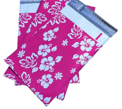 Pink Hawaiian Flowers Poly Mailers Size 6x9 Shipping Bags - Shipping In Style