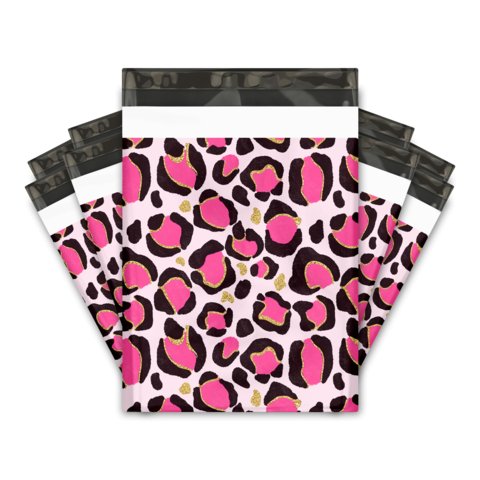 Pink Leopard Poly Mailers Size 10x13 Colorful Shipping Bags Cheetah - Shipping In Style