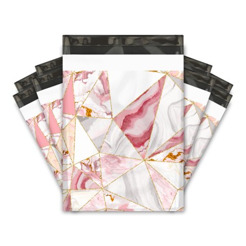 Pink Marble Design Poly Mailers Size 10x13 Colorful Shipping Bags - Shipping In Style