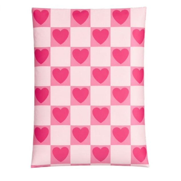 Pink Heart Check Poly Mailers Size 14x17 Valentine Shipping Bags
