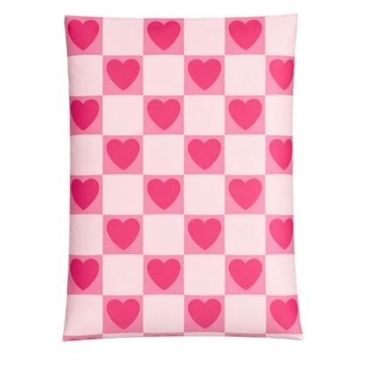 Pink Heart Check Poly Mailers Size 14x17 Valentine Shipping Bags