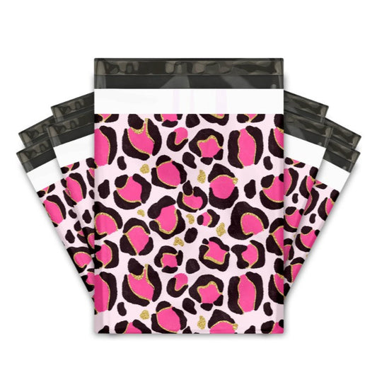 Pink Leopard Poly Mailers Size 10x13 Colorful Shipping Bags Cheetah