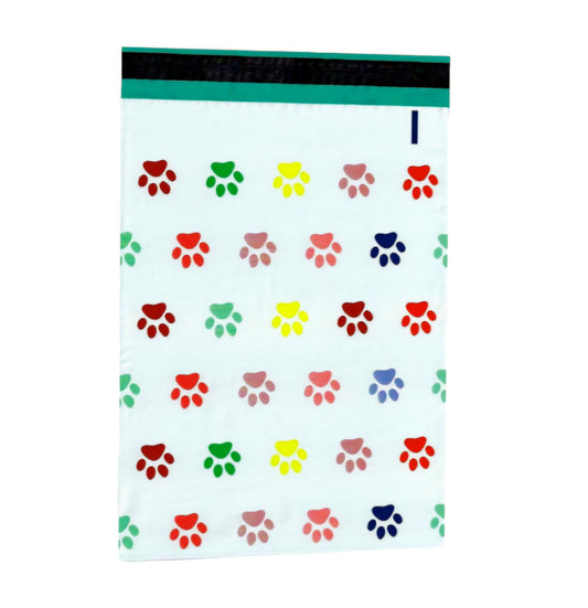 Puppy Dog Paw Print Colorful Poly Mailers Size 6x9 Shipping Bags - Shipping In Style