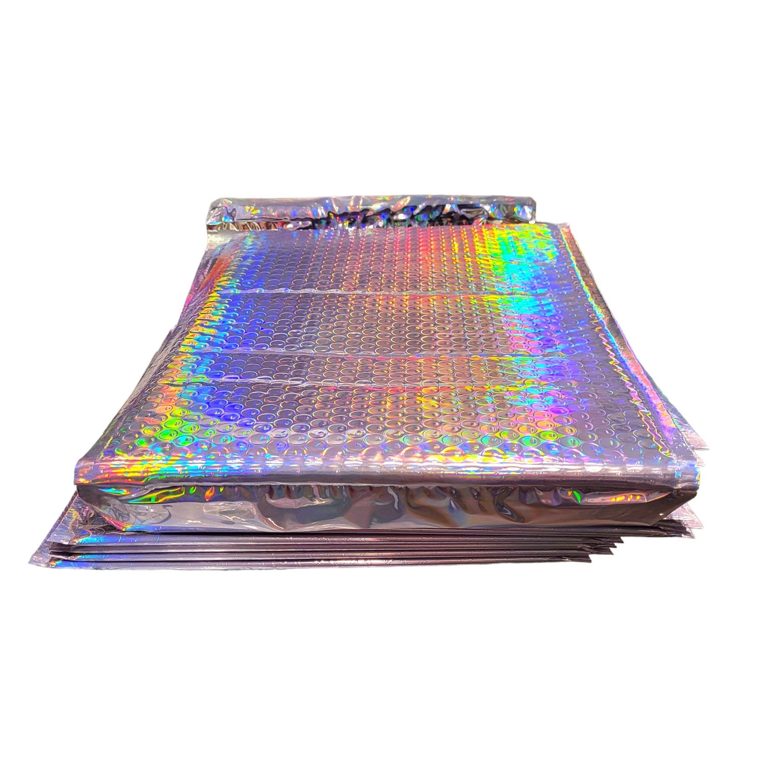 Purple Tint Silver Metallic Holographic Bubble Mailers Size 10.5x16 Shipping Bags - Shipping In Style