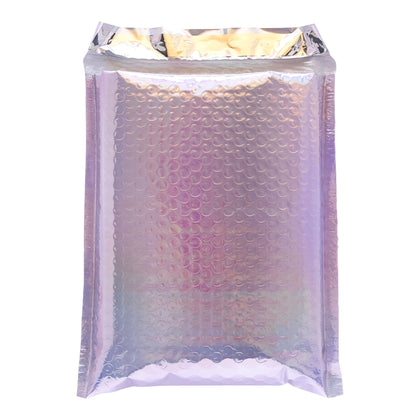 Purple Tint Silver Metallic Holographic Bubble Mailers Size 10.5x16 Shipping Bags - Shipping In Style