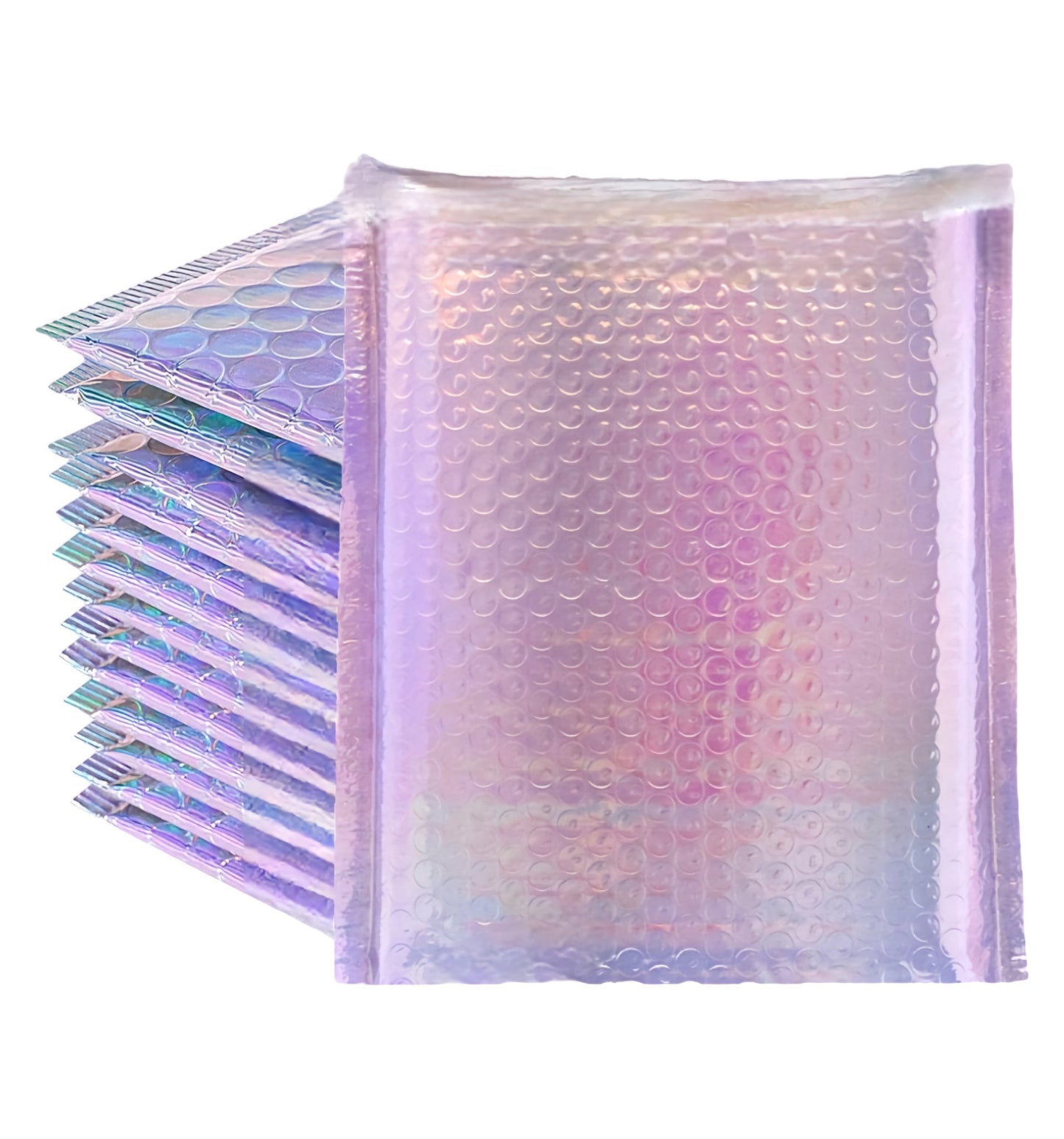 Purple Tint Silver Metallic Holographic Bubble Mailers Size 10.5x16 Shipping Bags - Shipping In Style