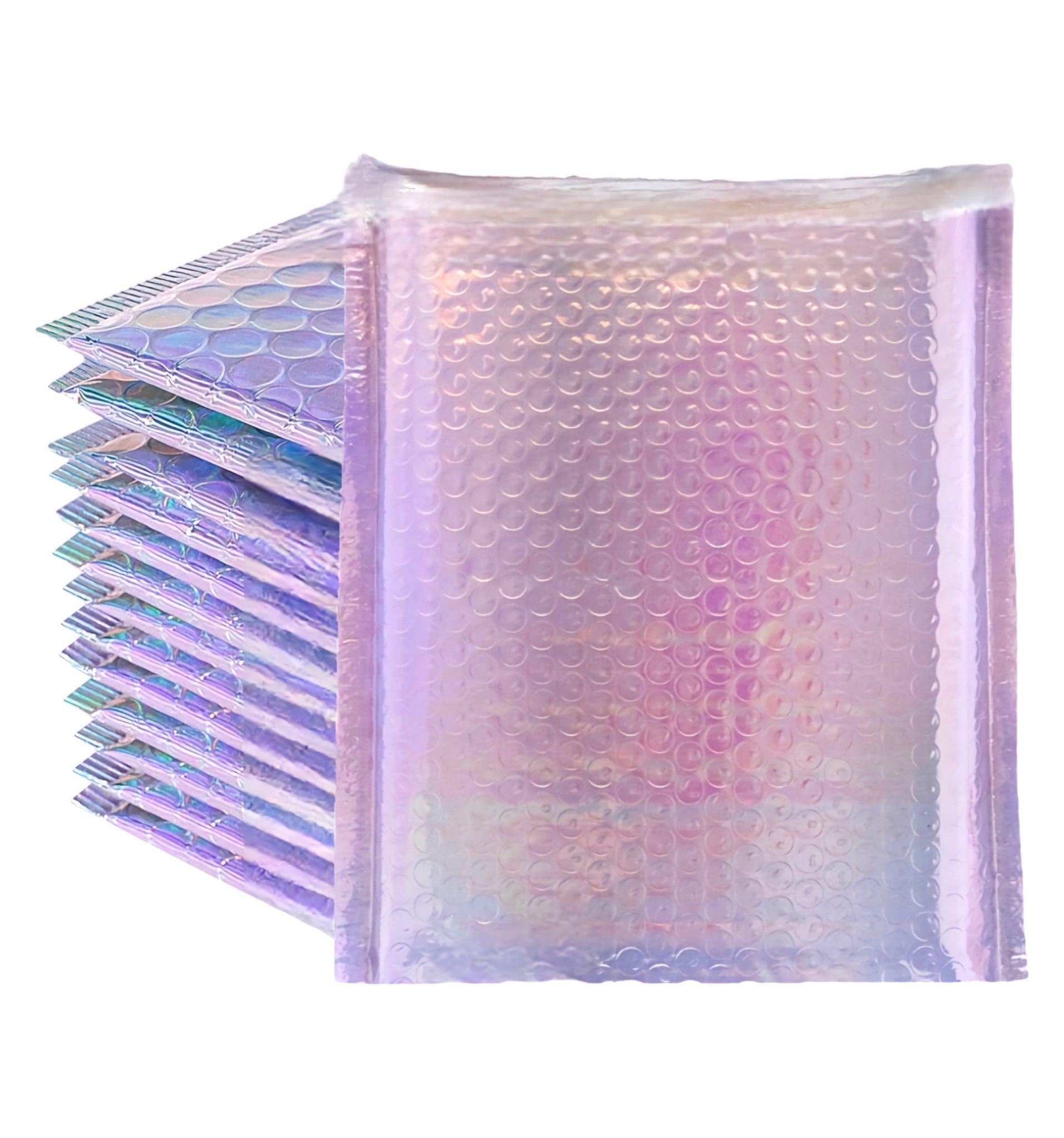 Purple Tint Silver Metallic Holographic Bubble Mailers Size 6.5x10 - Shipping In Style