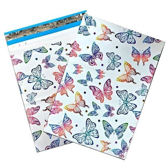 Rainbow Butterflies Poly Mailers Size 10x13 Butterfly Shipping Bags - Shipping In Style