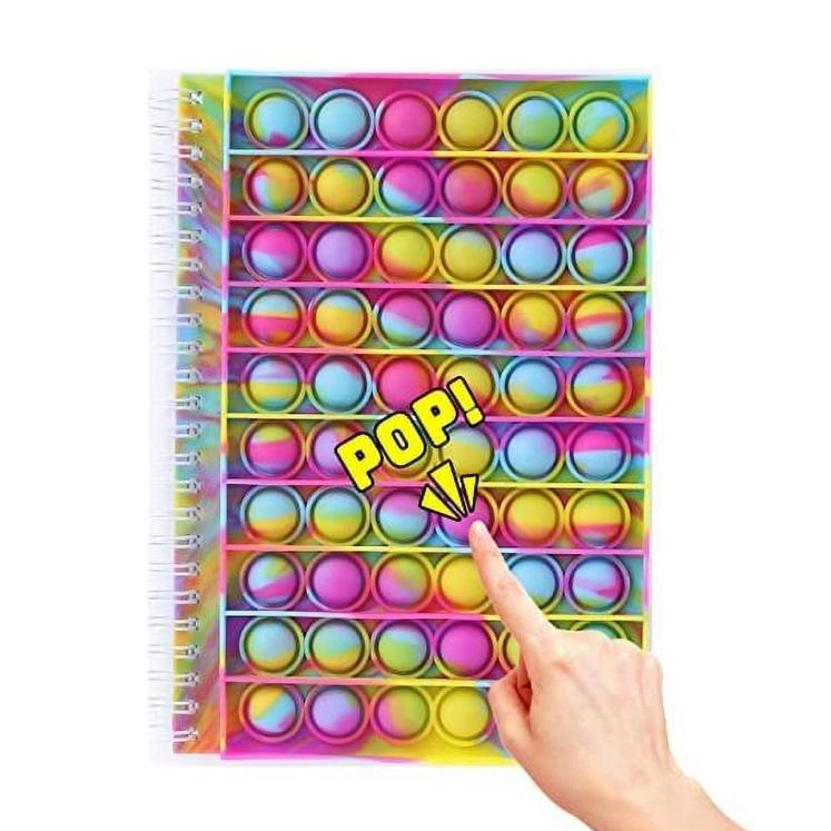 Rainbow Pink Tie Dye Notebook Fidget Toy Bubble Pop Spiral Journal - Shipping In Style