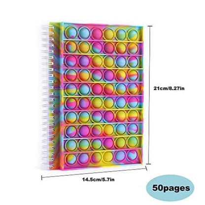 Rainbow Pink Tie Dye Notebook Fidget Toy Bubble Pop Spiral Journal - Shipping In Style