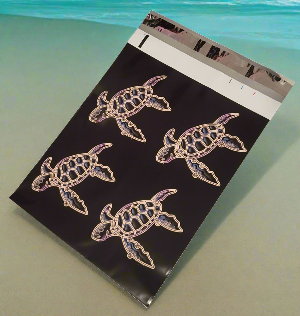 Rainbow Turtle Poly Mailers Size 10x13 Colorful Shipping Bags - Shipping In Style