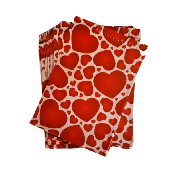 Red Heart Poly Mailers Size 10x13 Colorful Shipping Bags Red - Shipping In Style
