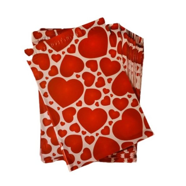 Red Heart Poly Mailers Size 10x13 Colorful Shipping Bags Red - Shipping In Style