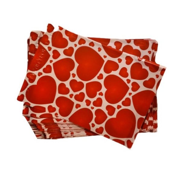 Red Heart Poly Mailers Size 10x13 Colorful Shipping Bags Red - Shipping In Style