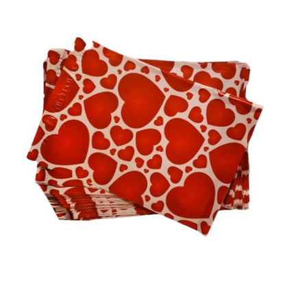 Red Heart Poly Mailers Size 10x13 Colorful Shipping Bags Red - Shipping In Style