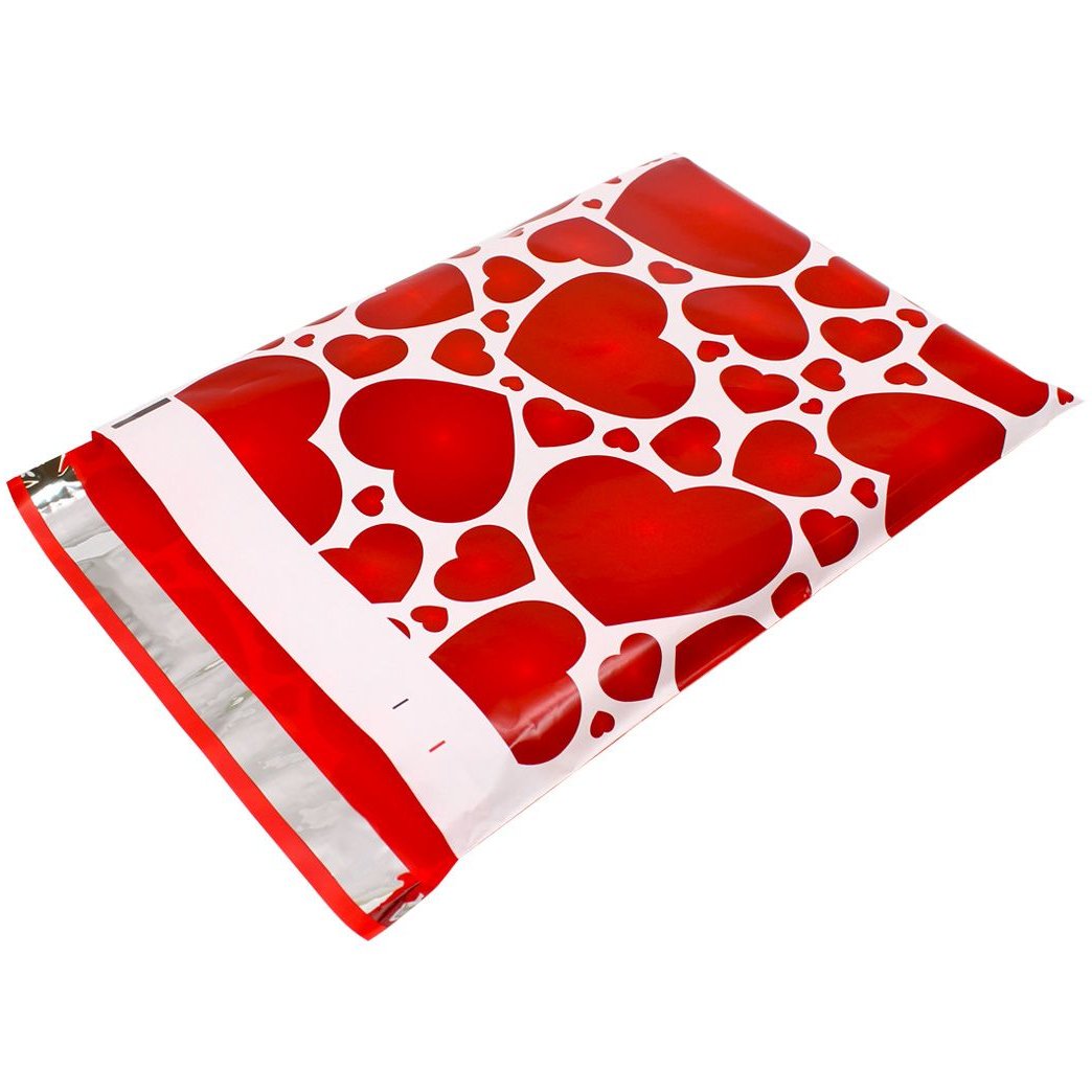 Red Heart Poly Mailers Size 10x13 Colorful Shipping Bags Red - Shipping In Style