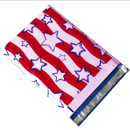 Stars & Stripes Poly Mailers Size 10x13 Patriotic Shipping Bags