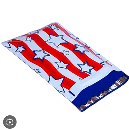 Rectangular pouch with American flag design on a white background