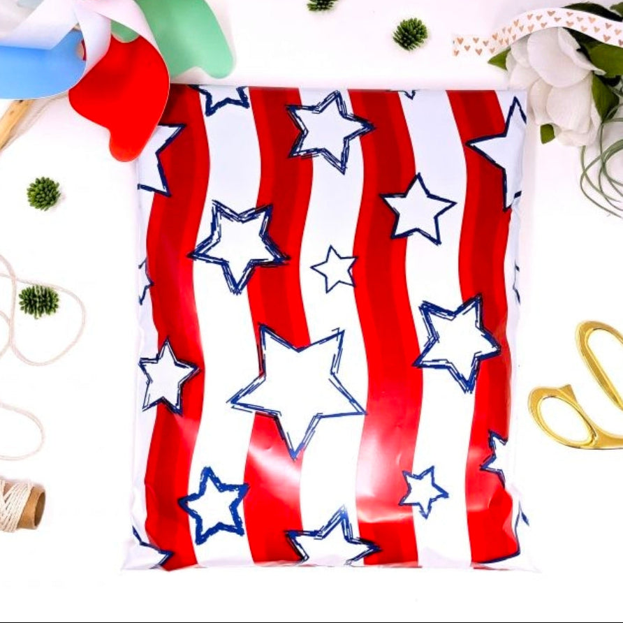 mailers with American flag pattern on a white background