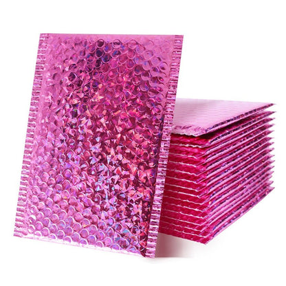 Rose Pink Metallic Bubble Mailers Size 4.5x6 Padded Shipping Bags - Shipping In Style