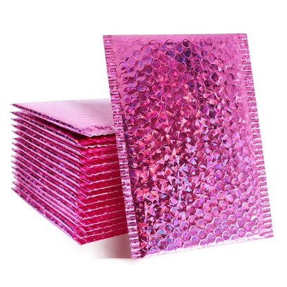 Rose Pink Metallic Bubble Mailers Size 5x8 Padded Shipping Bags - Shipping In Style