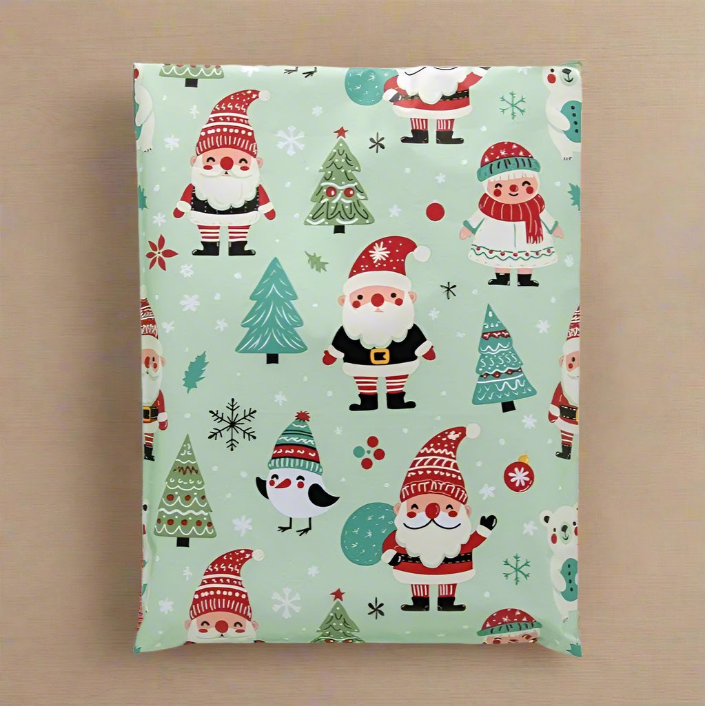 Santa Poly Mailers Size 10x13 Woodland Christmas Shipping Bags - Shipping In Style