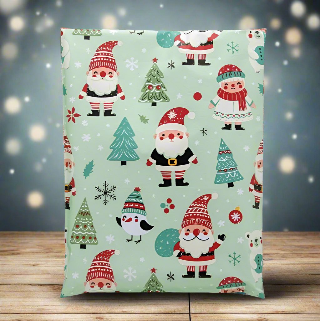 Santa Poly Mailers Size 10x13 Woodland Christmas Shipping Bags - Shipping In Style