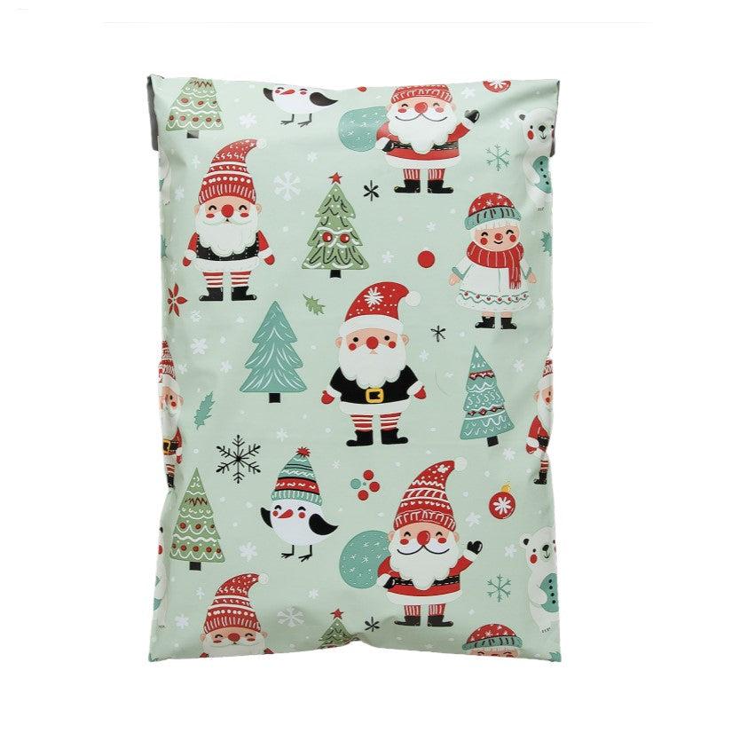 Santa Poly Mailers Size 7.5x10.5 Woodland Christmas Shipping Bags - Shipping In Style