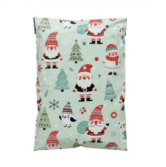 Santa Poly Mailers Size 7.5x10.5 Woodland Christmas Shipping Bags - Shipping In Style