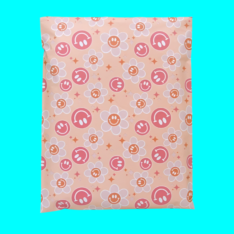 Smiley Daisy Poly Mailers Size 10x13 Colorful Shipping Bags