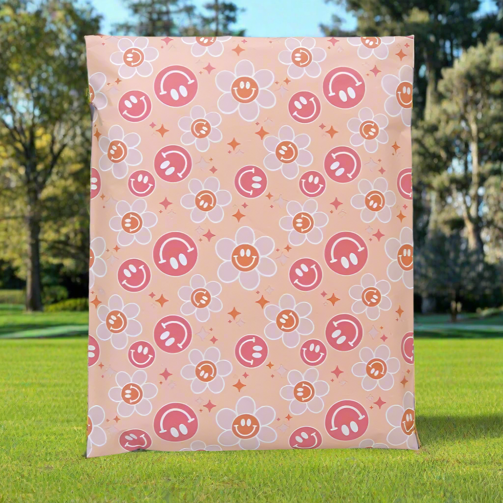 Smiley Daisy Poly Mailers Size 10x13 Colorful Shipping Bags