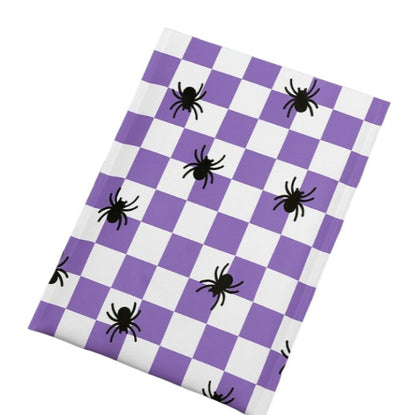 Spider Halloween Poly Mailers Size 6x9 Purple Check Shipping Bags