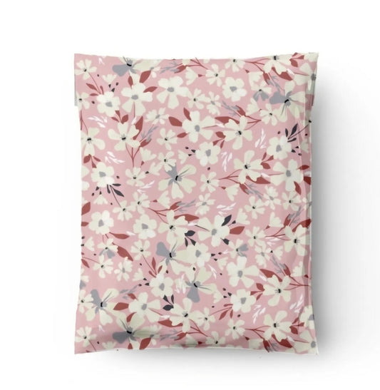Spring Pink White Flower Poly Mailers Size 10x13 Colorful Shipping Bags - Shipping In Style