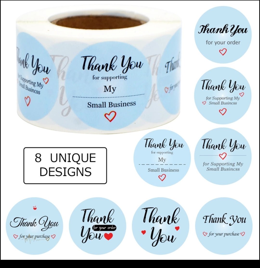 Thank You Stickers 1.5 inch 500 Count Per Roll Blue Round Shipping Supplies - Shipping In Style
