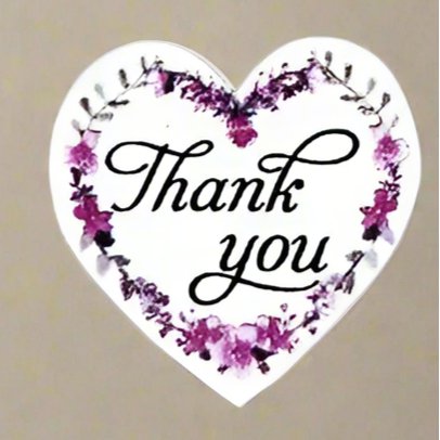 Thank You Stickers 1.5 inch 500 Count Per Roll Pink Flowers Heart Shaped Shipping Supplies - Shipping In Style