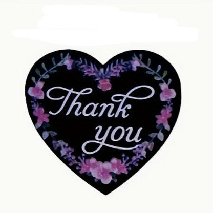 Thank You Stickers 1.5 inch 500 Count Per Roll Pink Flowers Heart Shaped Shipping Supplies - Shipping In Style