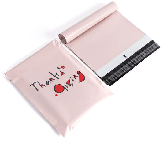 Thanksgiving Poly Mailers Size 10x13 Pink Fall Shipping Bags - Shipping In Style