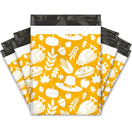 Thanksgiving Yellow Poly Mailers Size 10x13 Colorful Shipping Bags - Shipping In Style