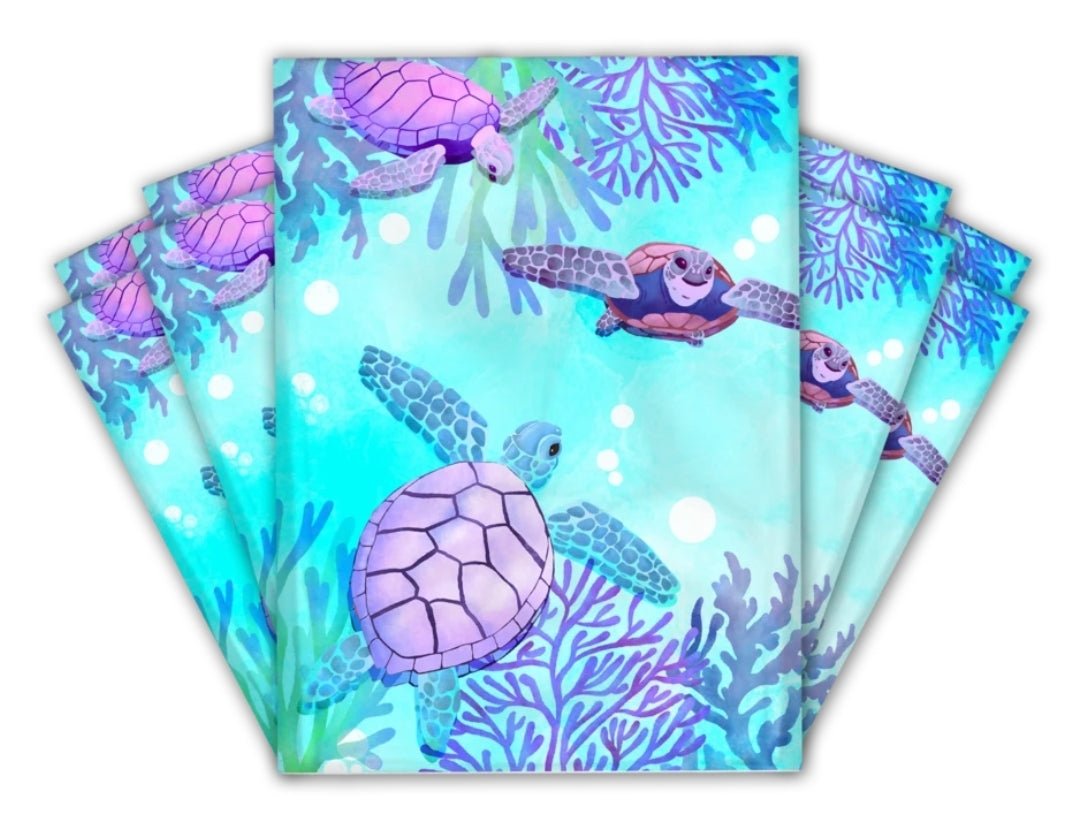 Turtle Ocean Blue Poly Mailers Size 10x13 Colorful Shipping Bags - Shipping In Style