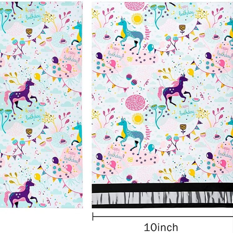 Unicorn Happy Birthday Poly Mailers Size 10x13 Shipping Bags - Shipping In Style