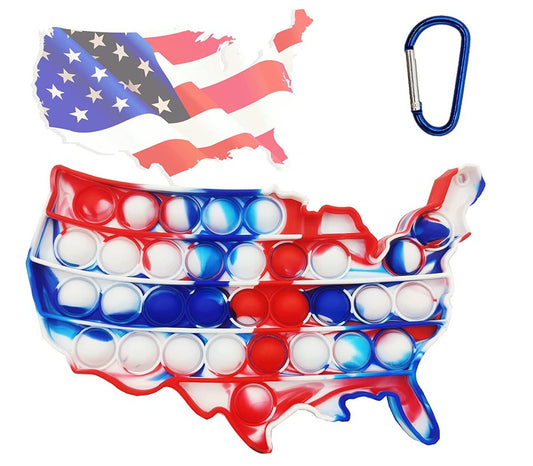 USA Shape Red White Blue Fidget Bubble Pop Toy - Shipping In Style