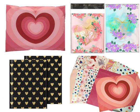 Valentine Bundle! Poly Mailers 30 Piece Variety of 3 different Sizes 6x9, 9x12, 10x13 Shipping Bags - Shipping In Style