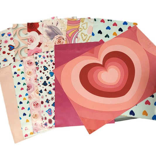 Valentine Bundle! Poly Mailers 30 Piece Variety of 4 different Sizes 6x9, 7.5x10.5, 9x12, 10x13 Shipping Bags - Shipping In Style