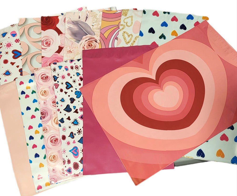 Valentine Bundle! Poly Mailers 30 Piece Variety of 4 different Sizes 6x9, 7.5x10.5, 9x12, 10x13 Shipping Bags - Shipping In Style