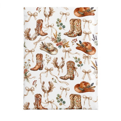 Western Cowgirl Boots & Bows Poly Mailers Size 14x17 Shipping Bags