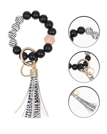 Zebra Striped Wristlet Keychain Bracelet - Shipping In Style