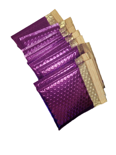 Purple Metallic Bubble Mailers Size 5x5 Padded Shipping Bags