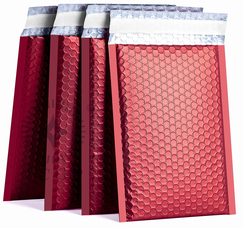 Red Gloss Matte Bubble Mailers Size 8.5x12 Padded Shipping Bags