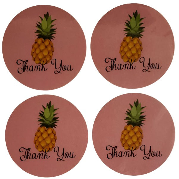 Pineapple Pink Thank You Stickers 2.5" 300 Count - Shipping In Style